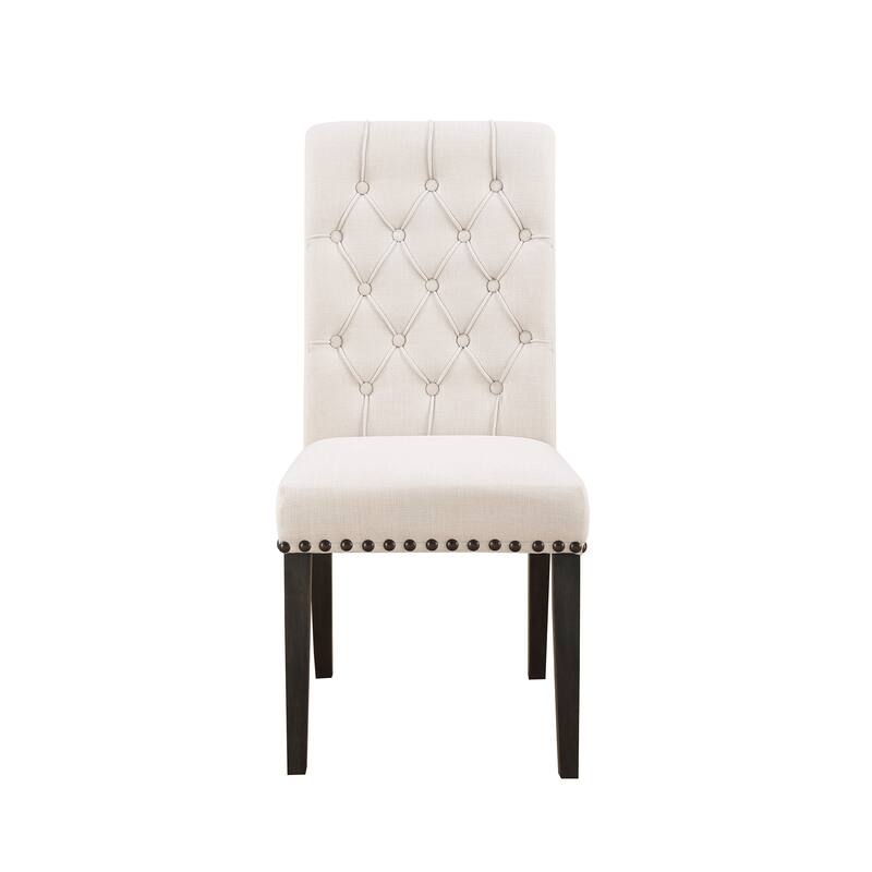 Chic Wooden Dining Side Chair, Beige, Set of 2 - 41.5 H x 19.5 W x 26.25 L Inches