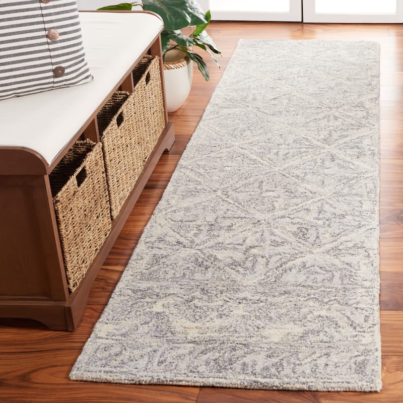 SAFAVIEH Handmade Metro Nedime Modern Wool Rug - 2'3" x 9' Runner - Grey/Ivory