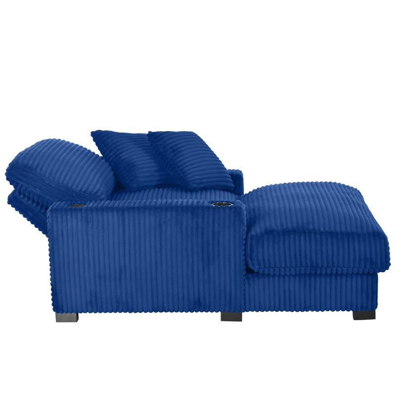 GDFStudio - Polyester 1-Seater 40.9"W Chaise Lounge with Tufted Back and Arm