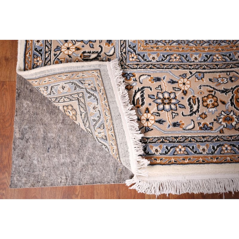 Traditional Kashan Turkish Area Rug Machine Made Beige Carpet - 9'9" x 13'1"