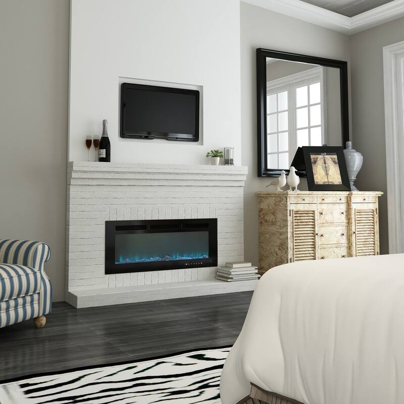 LED Recessed Wall-Mounted Electric Fireplace