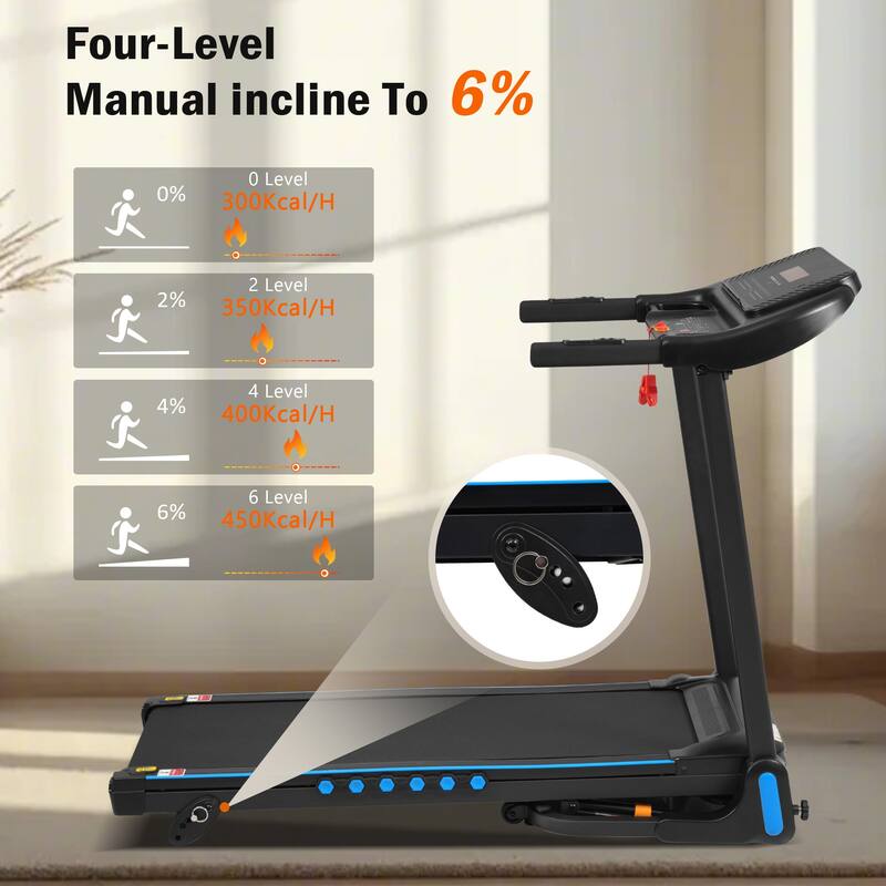 Incline Treadmill for Running & Walking, 3.0 HP Treadmills, 350 lbs Weight Capacity Hydraulic System Auto-Folding Treadmill