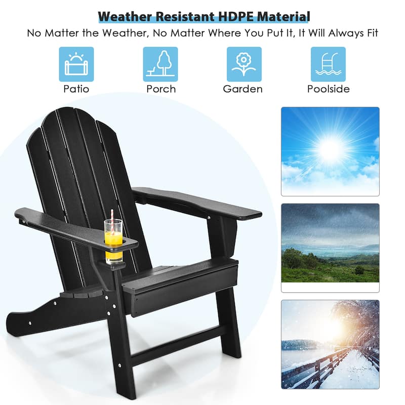 Costway 4PCS Patio Adirondack Chair Weather Resistant Garden Deck - 34'' x 31'' x 37''