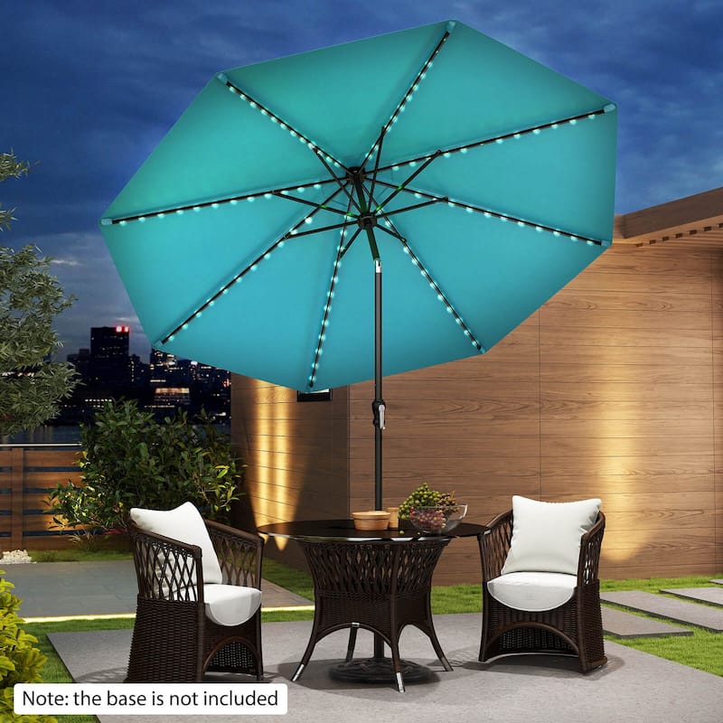 Costway 10 FT Solar Patio Umbrella with 96 LED Lights 35° Adjustable