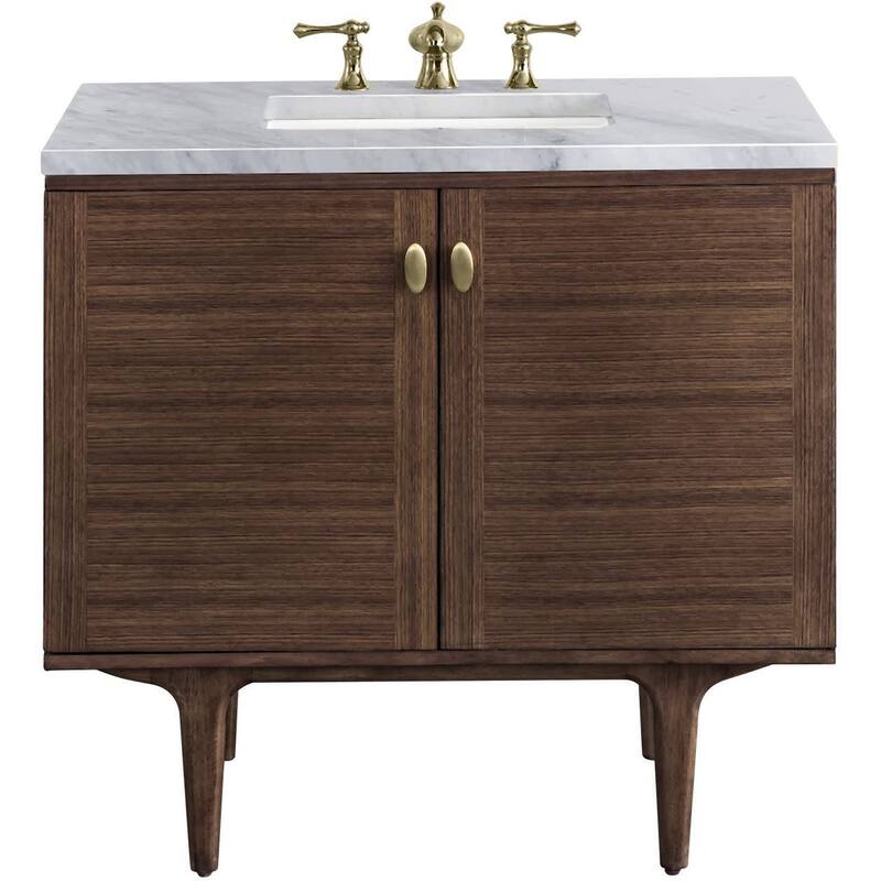 James Martin Vanities 670-V36-3CAR Amberly 36" Free Standing or Wall - Mid-Century Walnut - Walnut Finish