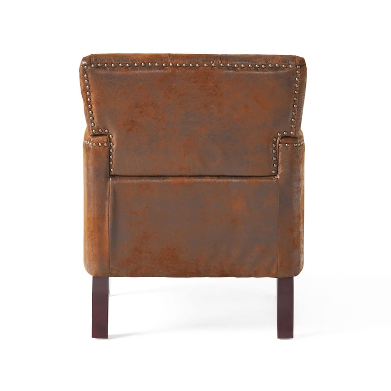 Tufted Microfiber Club Chair with Nailhead Trim - Classic Design