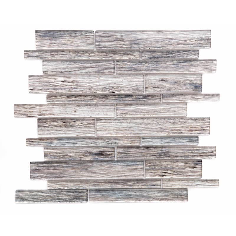 Woodland 1x3 Ash Glass Mosaic Tile - Wall & Backsplash