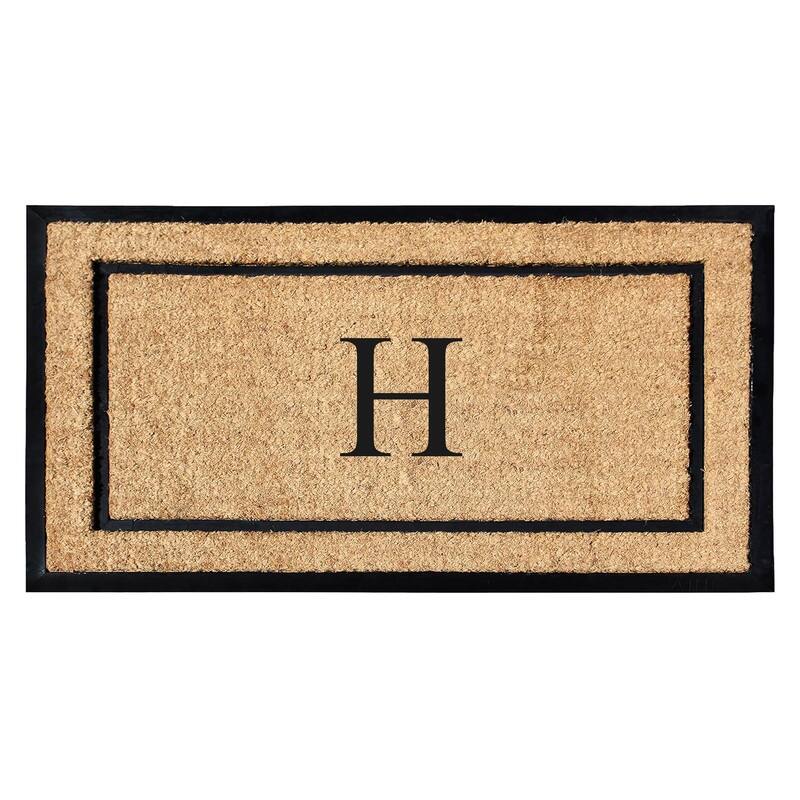 A1HC Natural Coir Monogrammed Door Mat for Front Door, Durable Large Outdoor Rug, Heavy Duty Welcome Doormat - 24" X 48"