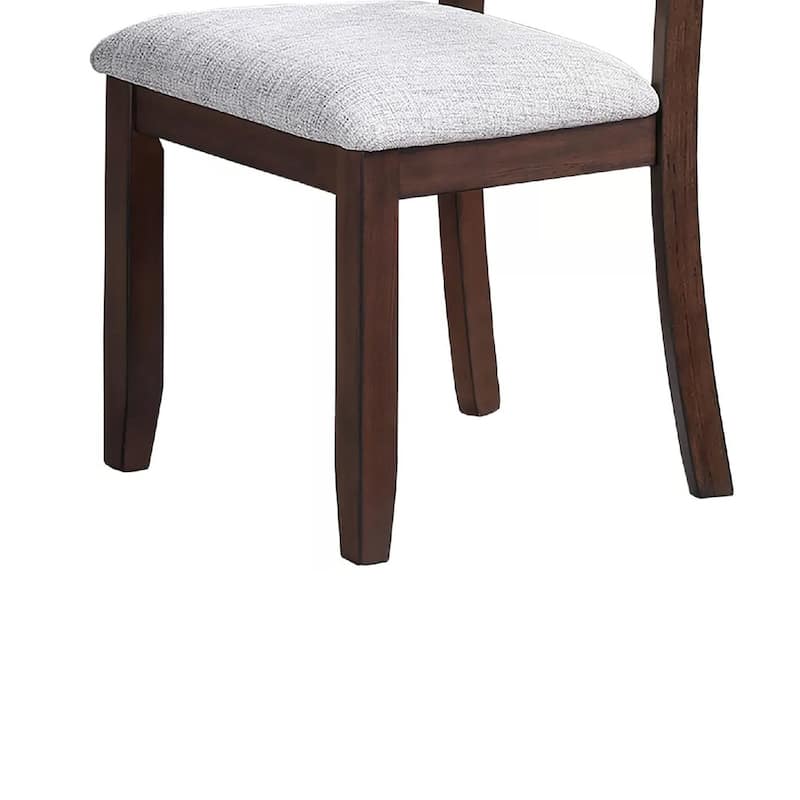 Rosanna Dining Chair, Set of 2, White Fabric Foam Seat, Walnut Brown Rubberwood