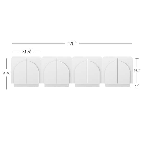 dimension image slide 7 of 19, Iris Wooden Accent Cabinet, Sideboard Credenza or TV Stand with Arched Cabinet Doors and Adjustable Shelves
