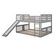 preview thumbnail 16 of 16, Full over Full Wood Bunk Bed with Ladder, Slide, and Full-Length Guardrail