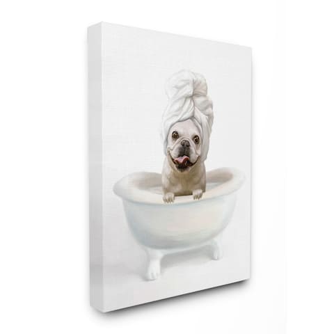 Stupell Industries Bathroom Relaxation House Pet Terrier Claw Bath Design Canvas Wall Art - Off-White