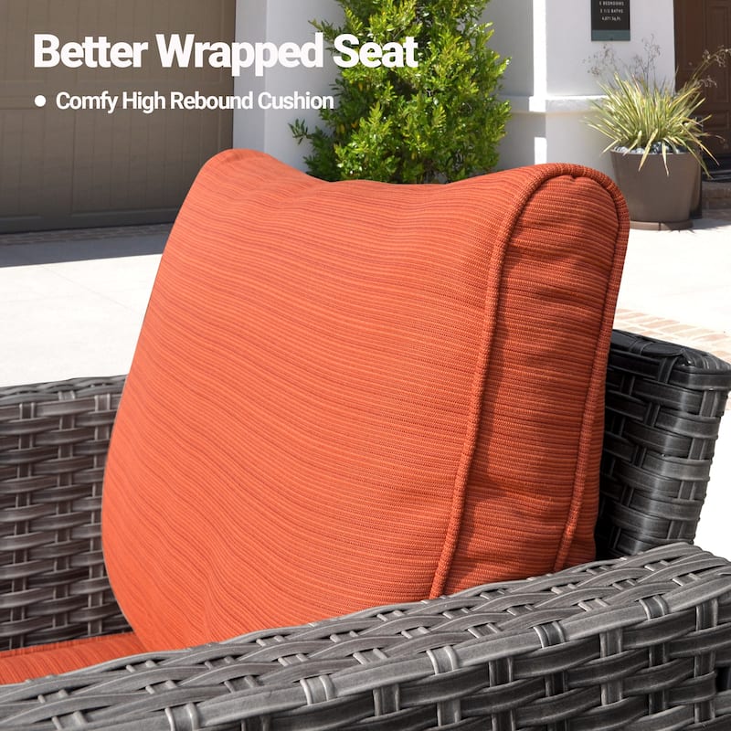 OVIOS 5-Piece Outdoor Wicker Patio Conversation Set