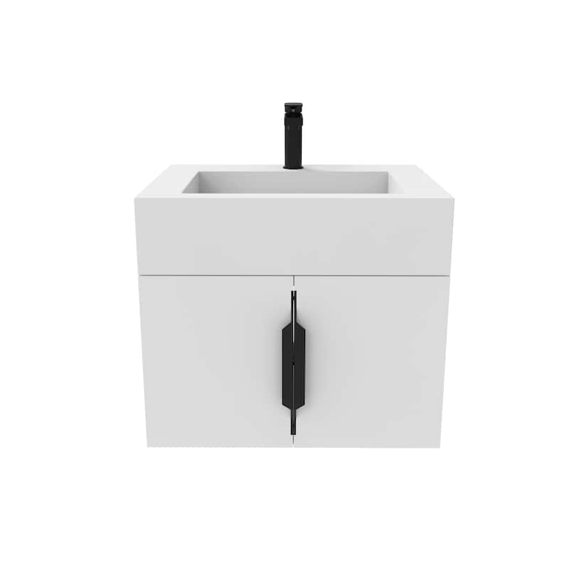 Nile 24-Inch Wall Mounted Bathroom Vanity Set w/ White Top - Matte - White
