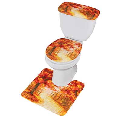 3-Piece Beautiful Autumn Forest Scene Commode Set