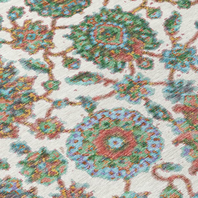 Machine Washable Indoor/Outdoor Traditional Farmhouse Chantille Rug