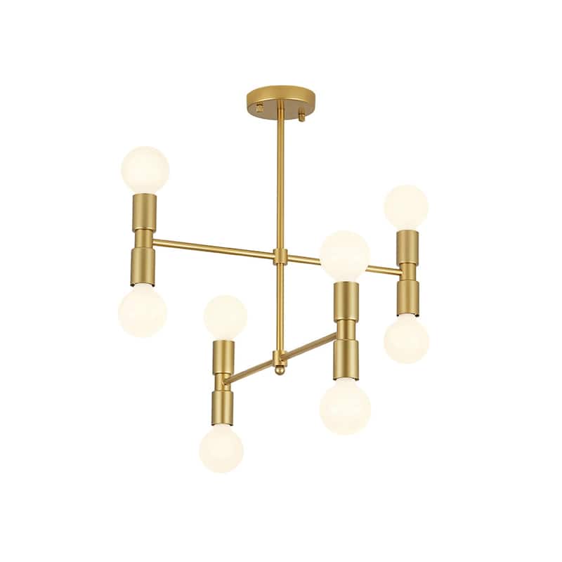 Mid-century 8-Light Dimmable Shade-free Linear Tiered Chandelier - 21.1 in