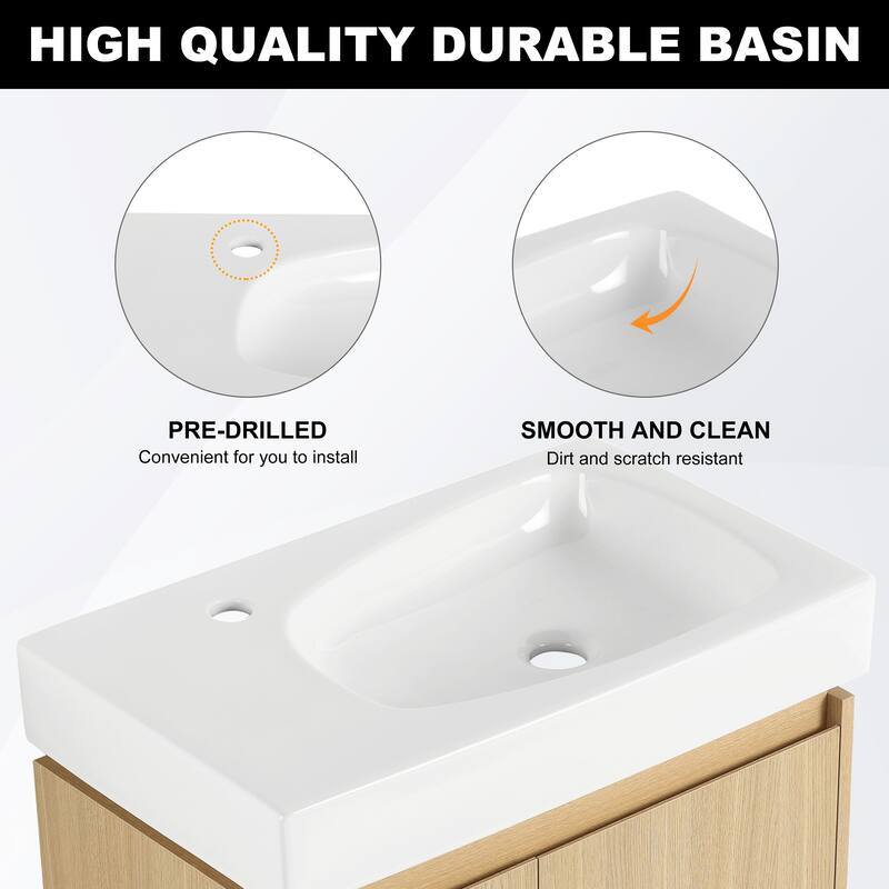 ARTCHIRLY 16/20/24/30/36 Inch Bathroom Vanity With Sink, Floating Bathroom Vanity With Soft Close Door