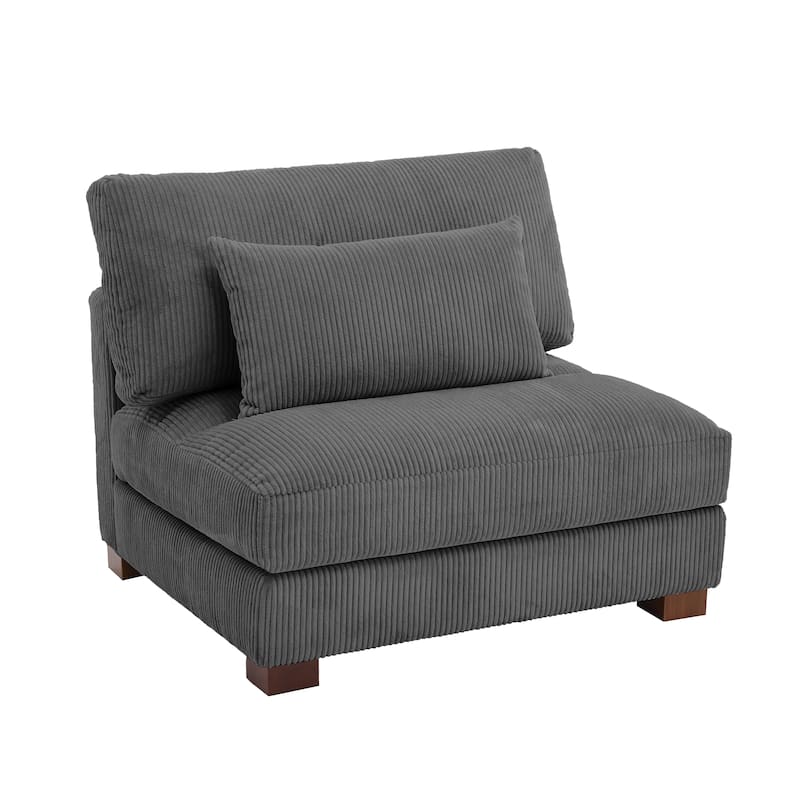 Modern Corduroy Modular Couch Sectional Sofa With Pillows