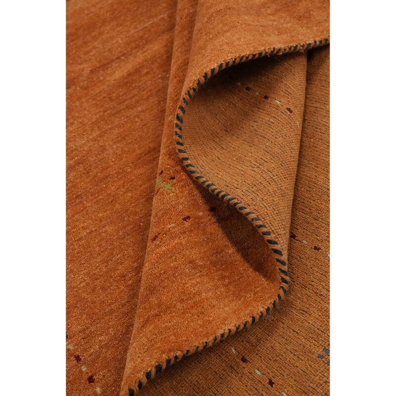 Hand Knotted Oriental 100% Wool Carpet Tribal Animal Pictorial Oranges & Rust Gabbeh Area Rug - 8' 0'' X 7' 10''