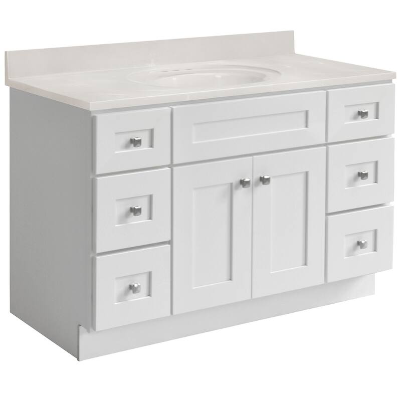 Brookings 49 Inch Fully Assembled Bath Vanity with Ivory Swirl Top