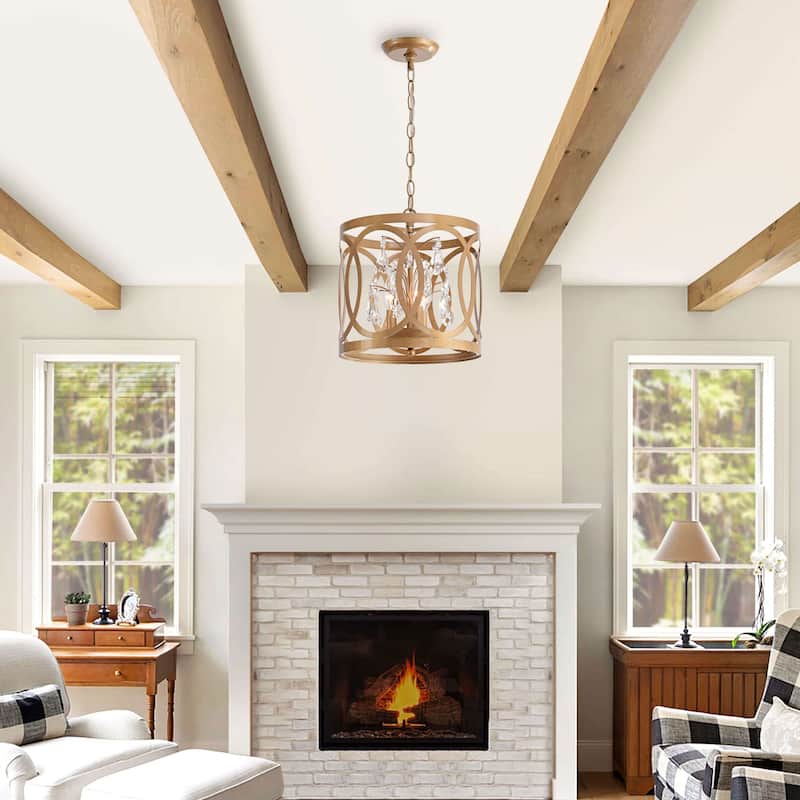 Aurelia 3-light Metal Cage Drum Chandelier