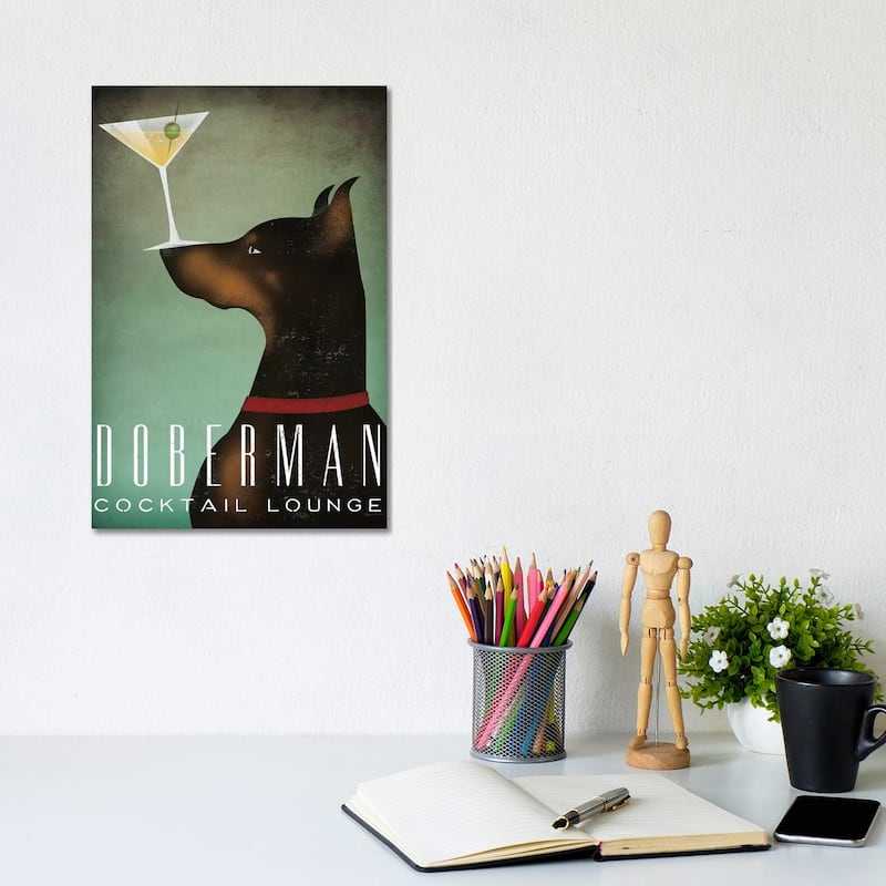 iCanvas "Doberman Cocktail Lounge" by Ryan Fowler Canvas Print - 12x8x0.75