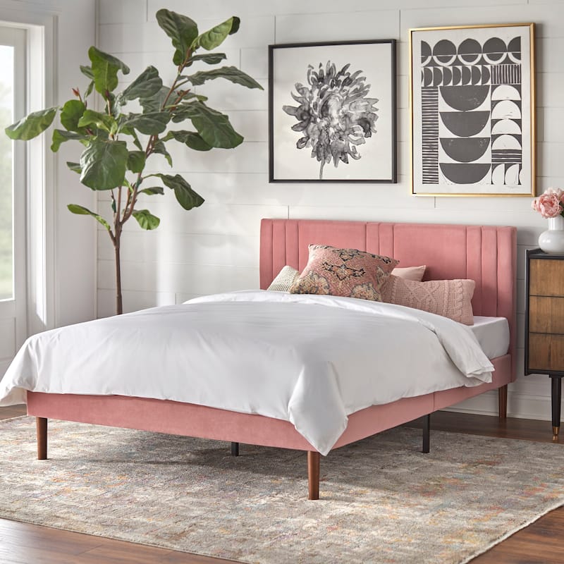angelo:HOME Sven Upholstered Queen Platform Bed - Pink