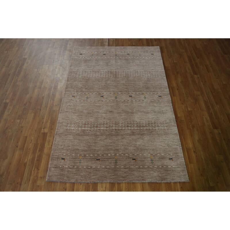 Hand Knotted Oriental 100% Wool Carpet Tribal Animal Pictorial Brown Gabbeh Area Rug - 7' 10'' X 5' 1''