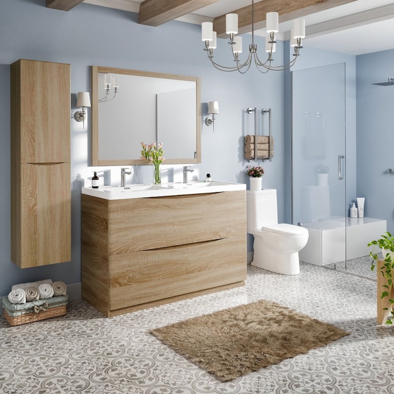 Eviva Smile 48" White Oak DS Bath Vanity with Integrated Acrylic Top