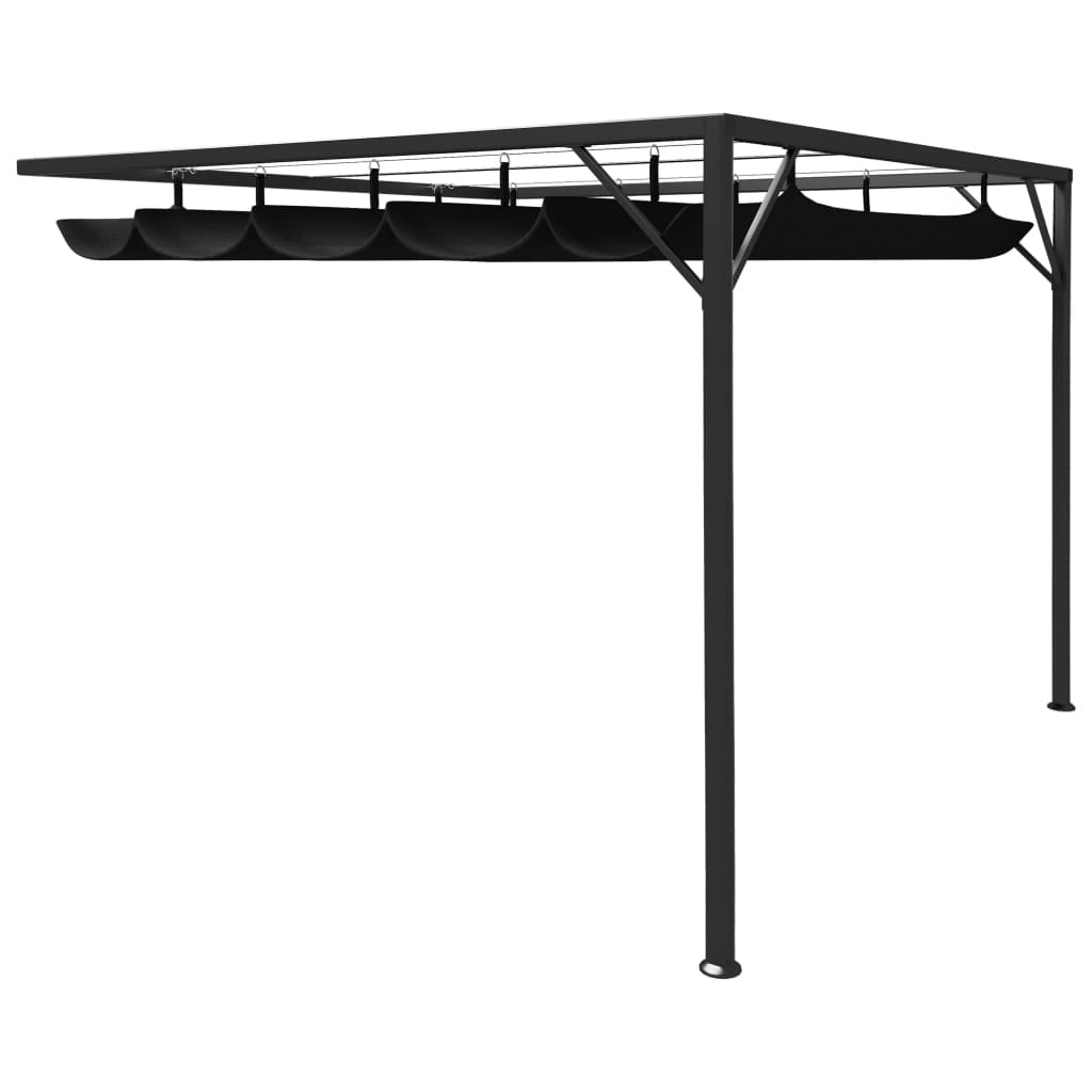 Global Pronex Garden Wall Gazebo with Retractable Roof Canopy 118.1 inchx118.1 inch Anthracite