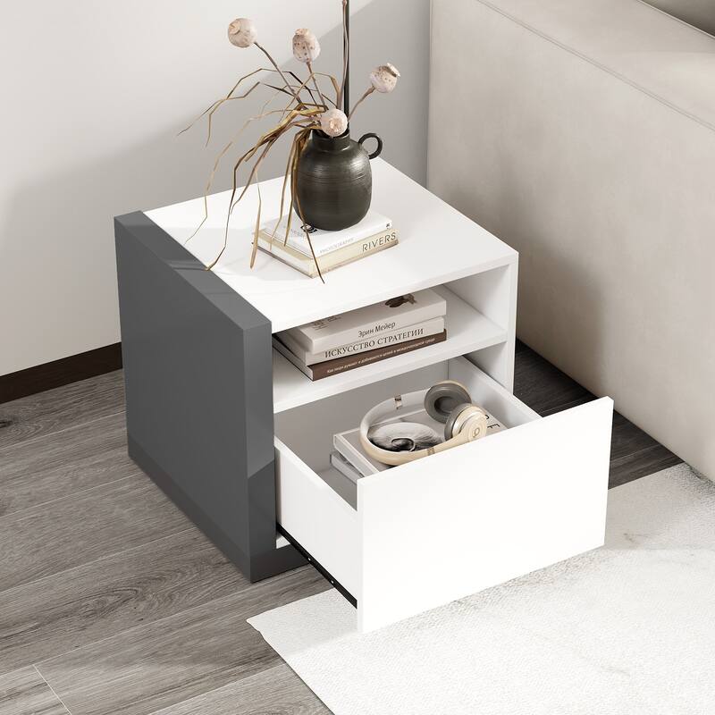 Gymax Nightstands Set of 2 Modern Minimalist Bed Side Table w/ Open