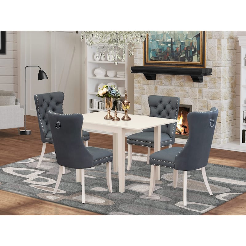 East West Furniture Dining Table Set Includes a Rectangle Kitchen Table and Parson Chairs, Linen White (Pieces Options) - NDDA5-LWH-13