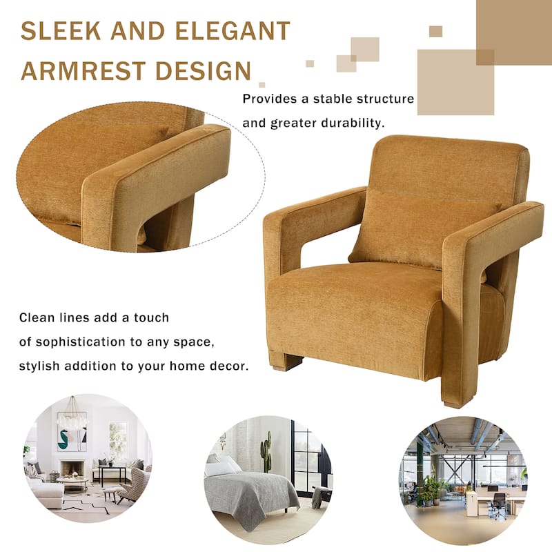 Modern 30.3" Accent chair with Square Wooden Block Legs and Ergonomic Lumbar Support