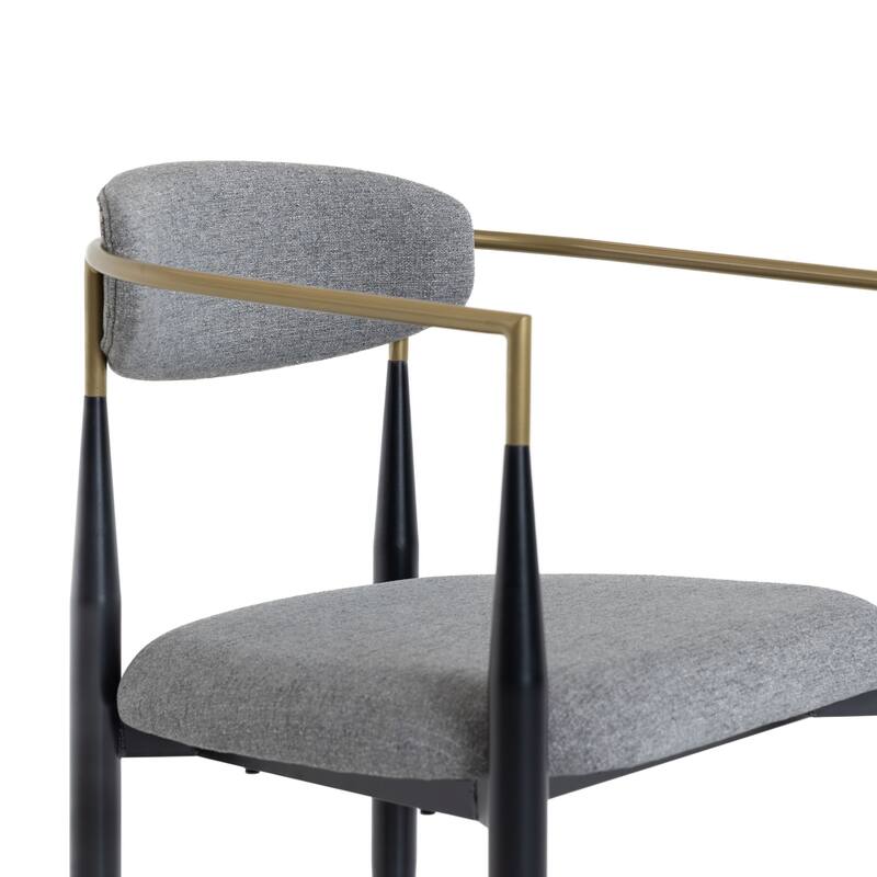 Modrest Buchtel Mid-Century Modern Medium Grey, Gold Arm & Black Dining Chair