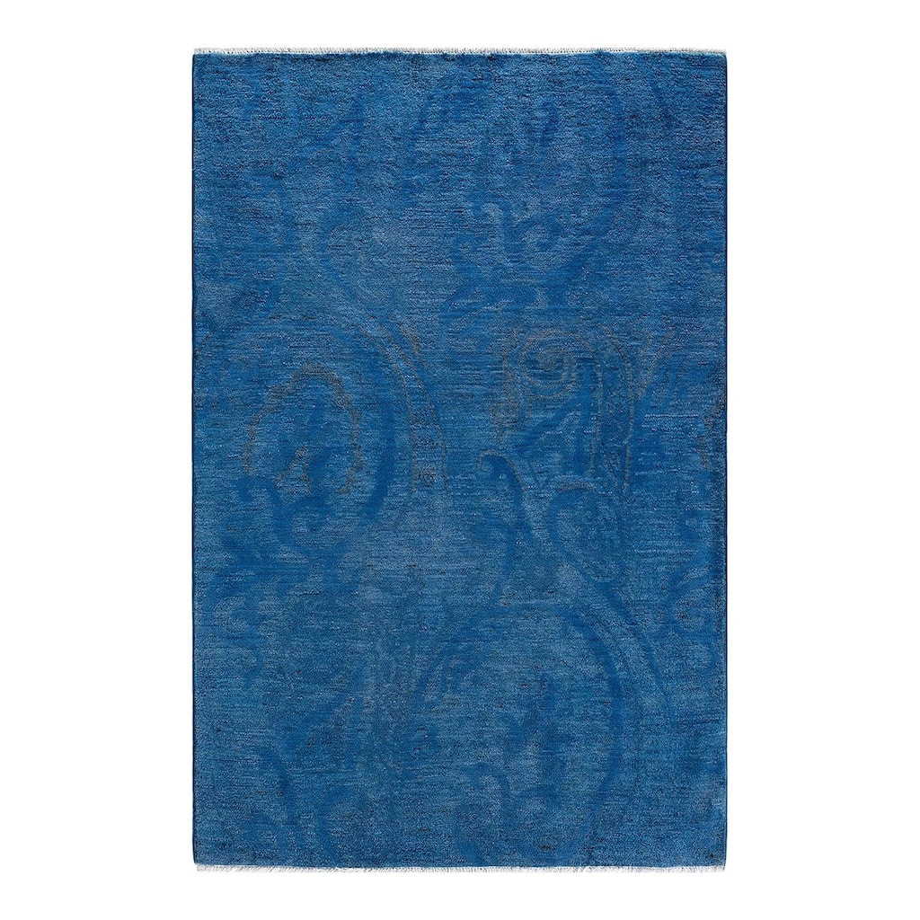 Contemporary Overdyed Wool Hand Knotted Area Rug - 4' 1" x 5' 10"