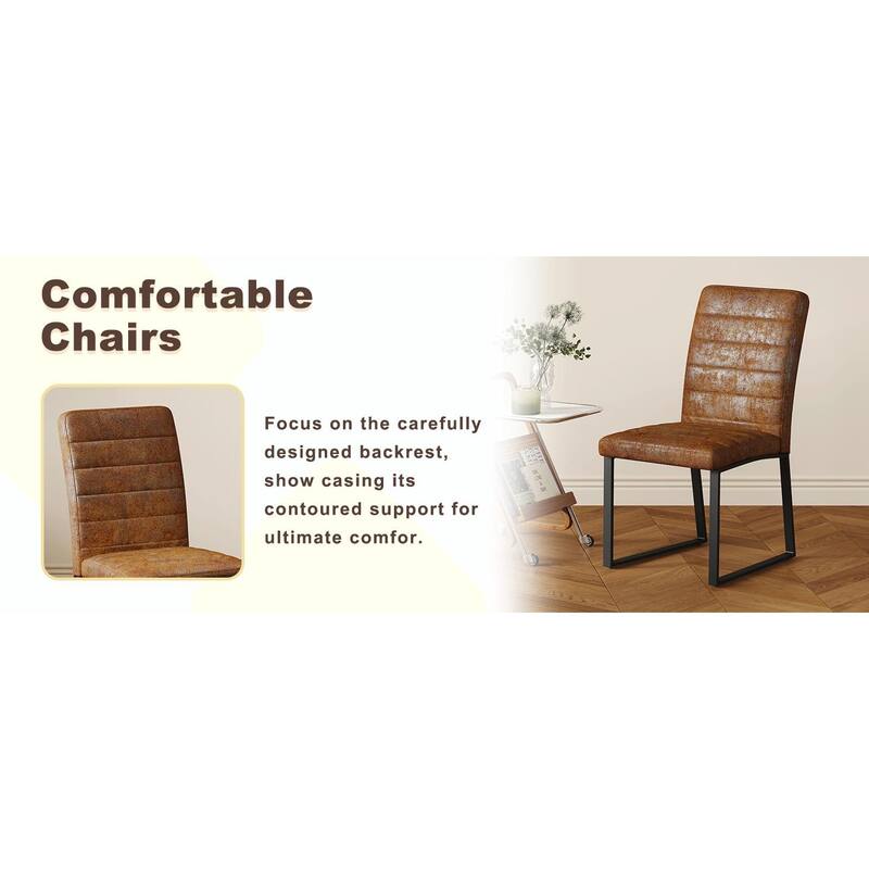 Premium PU Office Dining Chairs with High-Density Foam & Sturdy Iron Legs, Set of 2