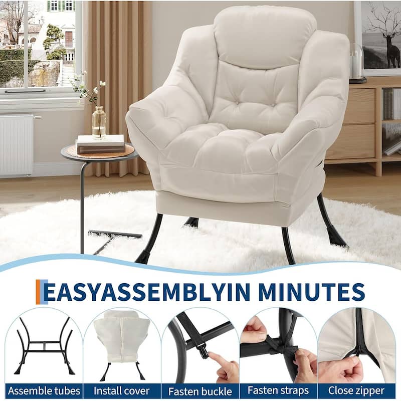 Upholstered Accent Lounge Sofa Armchair for Living Room, Bedroom, Dorm, or Office