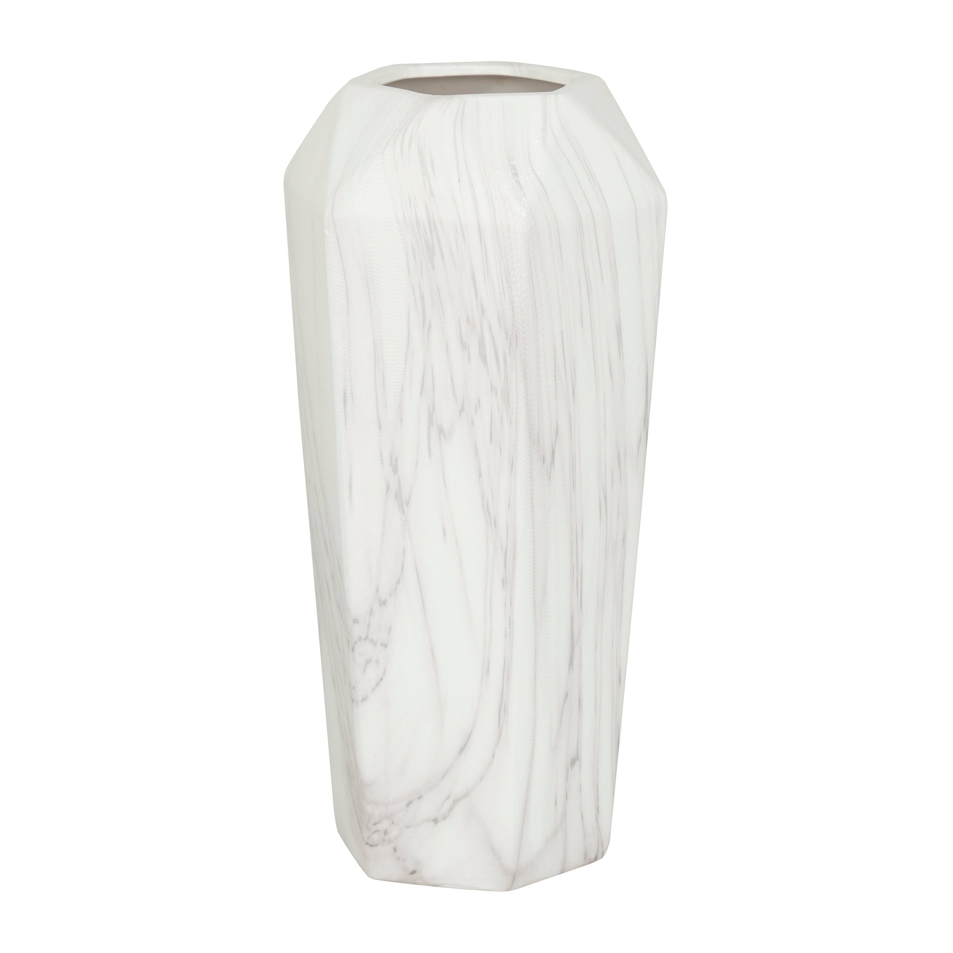 White Ceramic Faux Marble Vase Bed Bath & Beyond 38340699