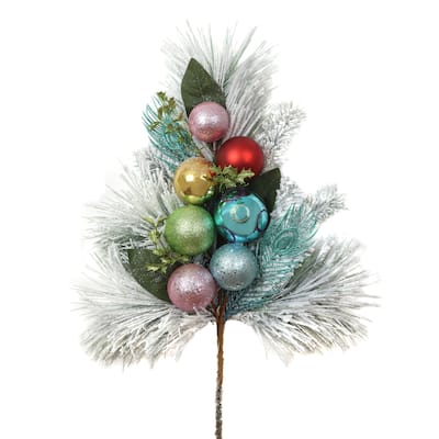 National Tree Company 29 in. Snowy Pine Decorated Branch Spray - 29 in