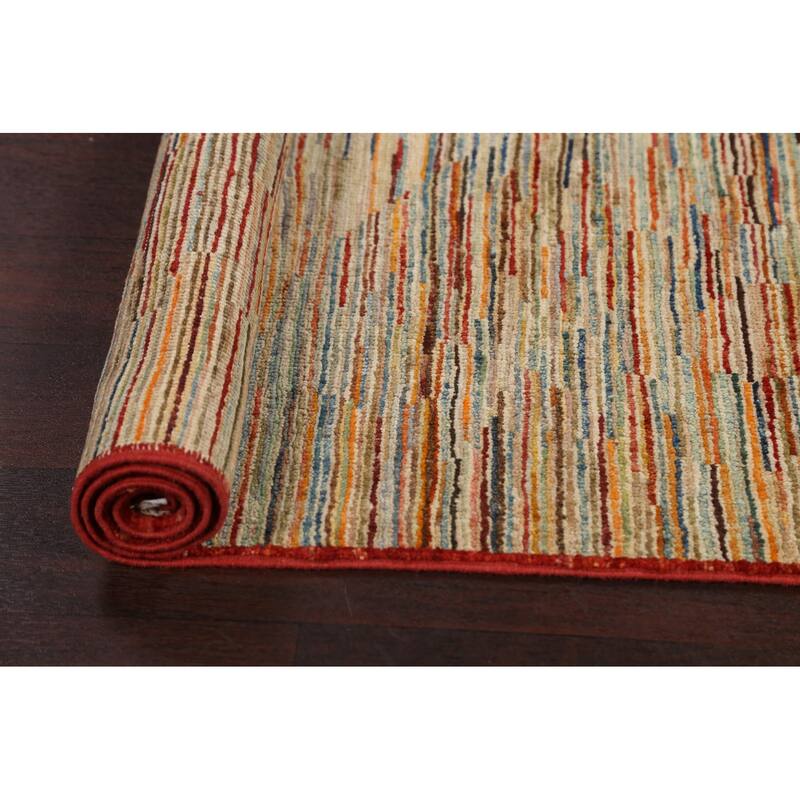 Vegetable Dye Striped Gabbeh Kashkoli Wool Area Rug Handmade Carpet - 3'3" x 4'10"