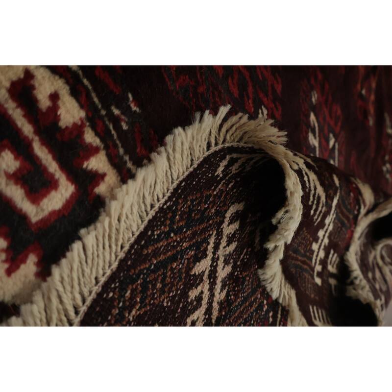 Hand Knotted Oriental 100% Wool Carpet Traditional All-Over Red Turkoman Area Rug - 10' 3'' X 7' 3''