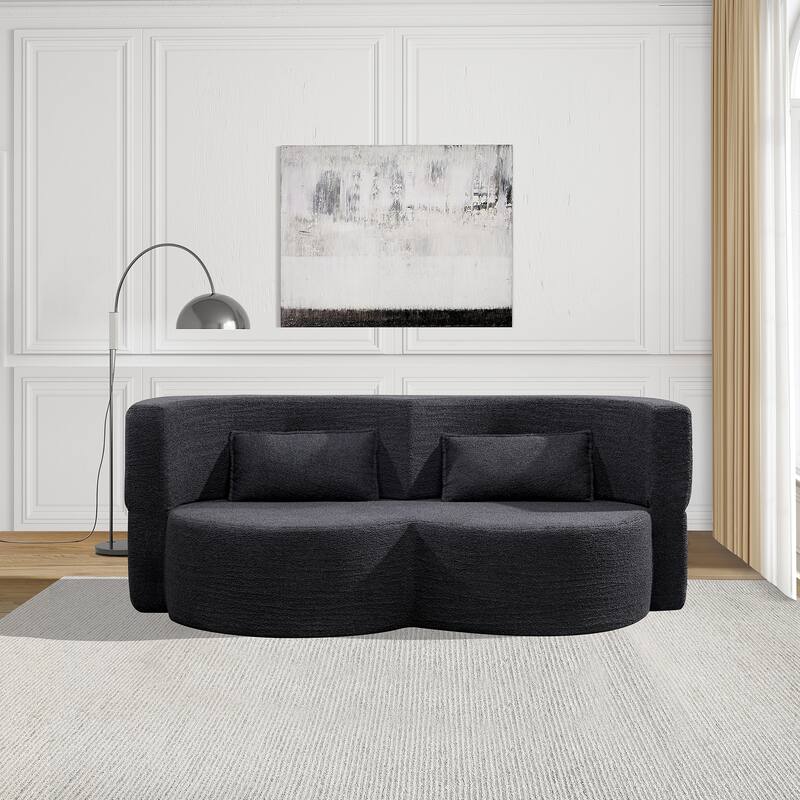 Folding sofa bed, floor to ceiling sofa, corduroy fabric double sofa, suitable for living rooms, guests, offices, apartments