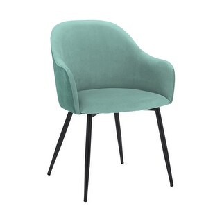 23 Inch Modern Dining Chair, Curved Back, Polyester, Metal Legs, Teal Blue - 31 H x 23 W x 23 L