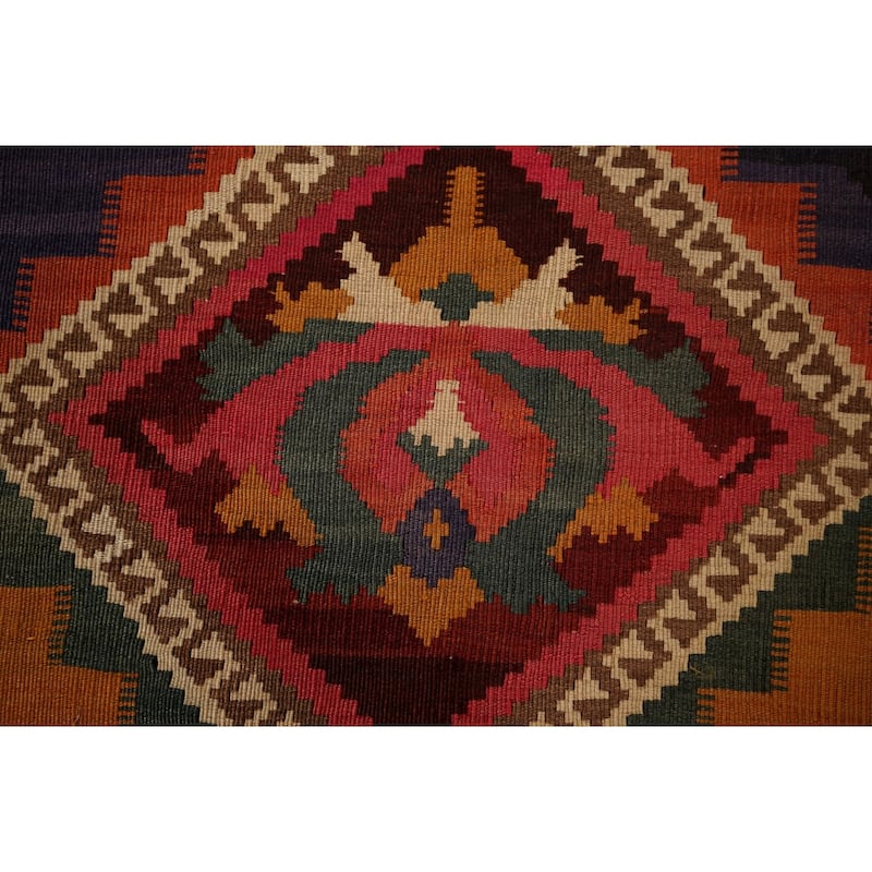 Kilim Qashqai Persian Antique Area Rug Flatweave Wool Carpet - 5'4"x 7'10"