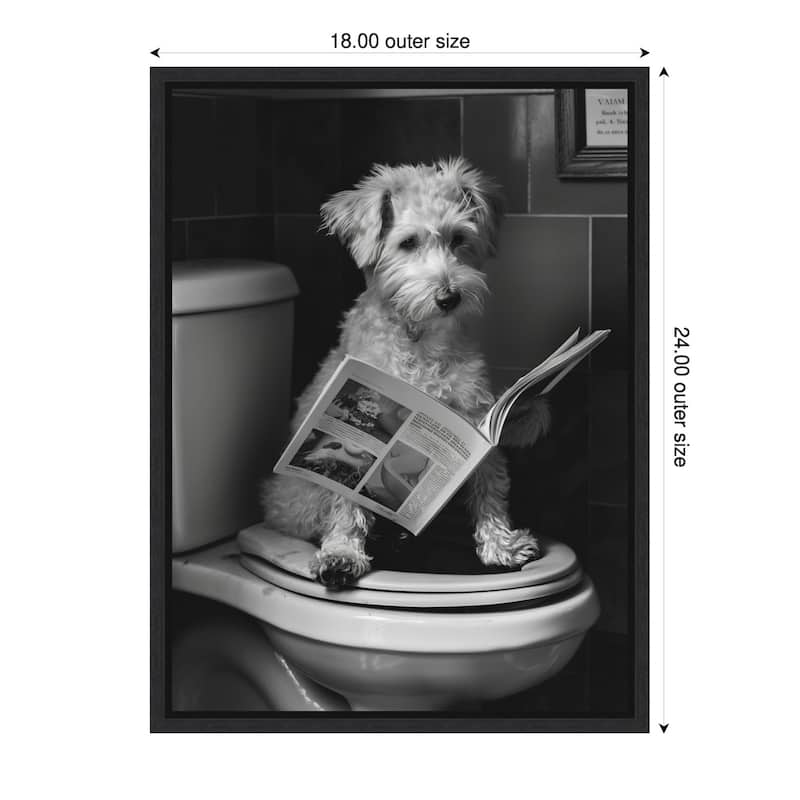Good Boy Dog Toilet Art by Niky Rahner Framed Canvas Wall Art - 18 x 24 in