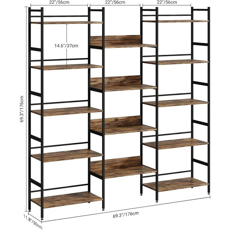 5 Tier Bookshelf, Standing Bookcase with 14 Open Display Shelves - N/A