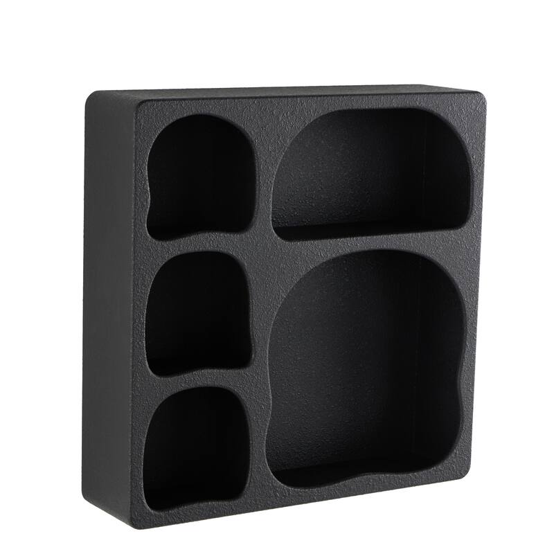 Cream or Black Wood 5 Shelf Geometric Room Wall Shelf