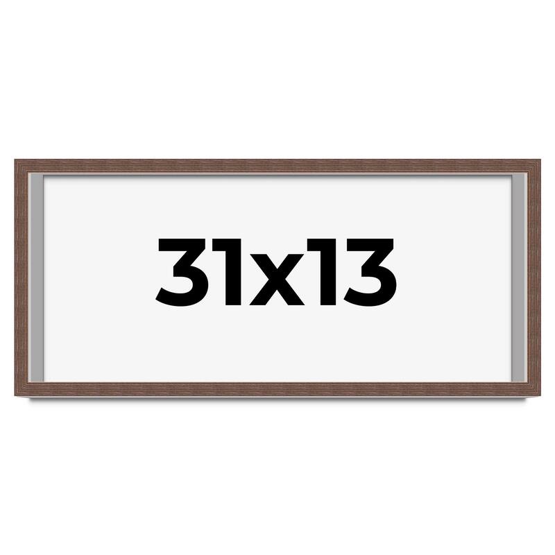 31x13 Shadow Box Frame Brown | 1.125 inches Deep Real Wood Rustic