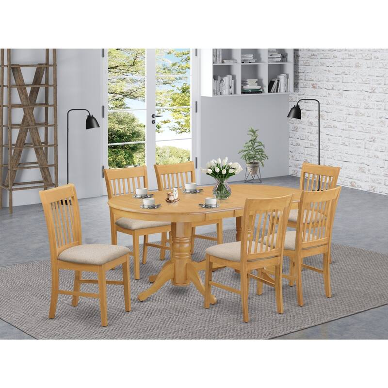 Modern Kitchen Dining Set - 9 Piece Table & Chairs - Oval Shape - Rubber Wood - Elegant Design